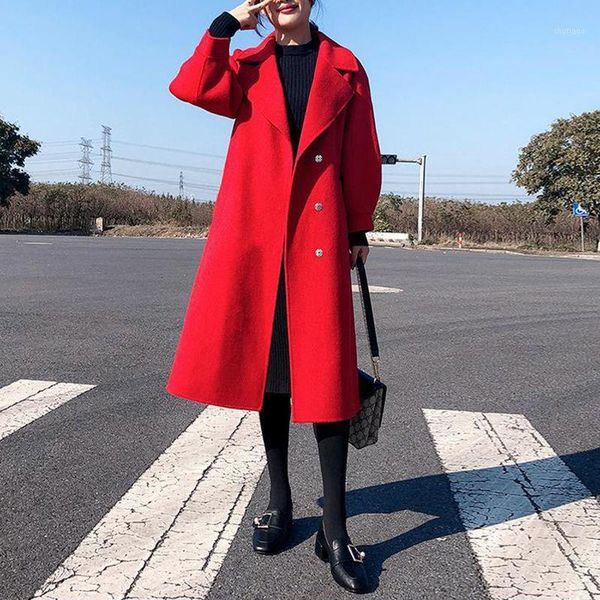 women's wool & blends 2021 women autumn winter korean fashion long coat ladies casual loose sleeve jackets female lapel collar overcoat, Black
women's wool & blends 2021 women autumn winter korean fashion long coat ladies casual loose sleeve jackets female lapel collar overcoat, Black