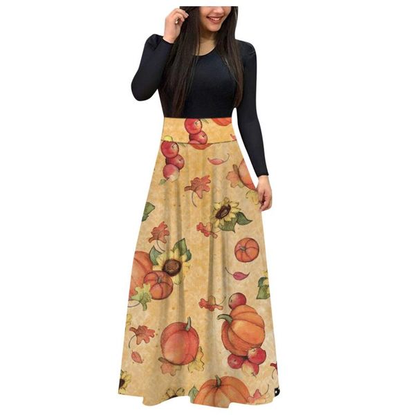 casual dresses ladyo-neck long maxi sleeve pumpkin print large hem waist tight dress design more stylish vestidos, Black;gray
casual dresses ladyo-neck long maxi sleeve pumpkin print large hem waist tight dress design more stylish vestidos, Black;gray