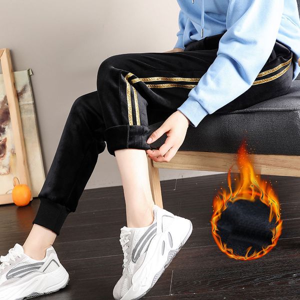 2021 new gold striped soft winter flannel warm women's casual pants hare wool-lined sweatpants scgz, Black;white
2021 new gold striped soft winter flannel warm women's casual pants hare wool-lined sweatpants scgz, Black;white