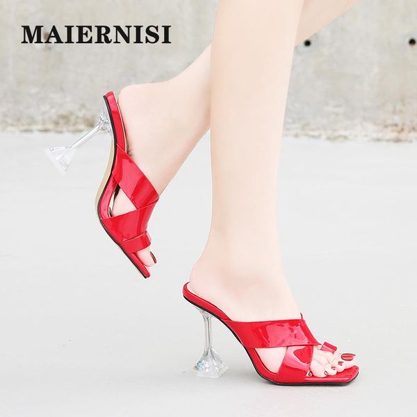 slippers maiernisi 2021 summer women fashion square toe patent leather female shoes hoof heels high 9cm non-slip slide, Black
slippers maiernisi 2021 summer women fashion square toe patent leather female shoes hoof heels high 9cm non-slip slide, Black