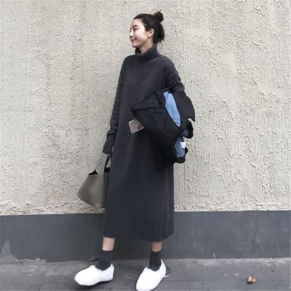 knitted dress autumn winter 2021 new solid mid length turtleneck full pullover sweater women, White;black
knitted dress autumn winter 2021 new solid mid length turtleneck full pullover sweater women, White;black