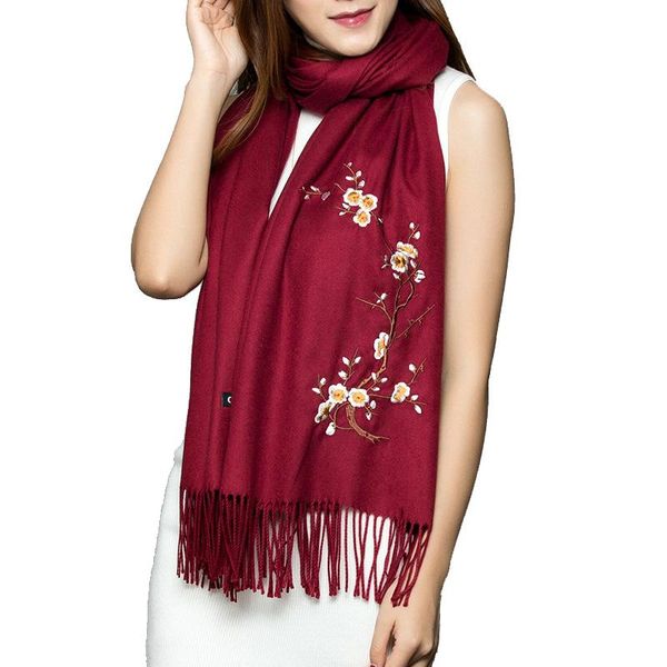 scarves plum embroidery winter scarf for women solid cashmere pashmina elegant lady long tassel bufandas invierno mujer, Blue;gray
scarves plum embroidery winter scarf for women solid cashmere pashmina elegant lady long tassel bufandas invierno mujer, Blue;gray