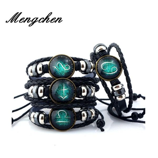 charm bracelets fashion 12 constellations black leather adjustable for men boys jewelry bangle, Golden;silver
charm bracelets fashion 12 constellations black leather adjustable for men boys jewelry bangle, Golden;silver