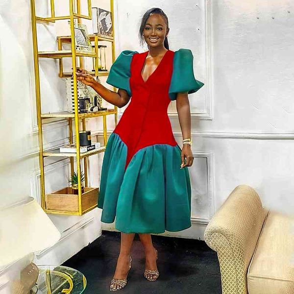 a line dresses v neck short sleeve patchwork ruffles midi length african gowns plus size women party robes summer 210527, Black;gray
a line dresses v neck short sleeve patchwork ruffles midi length african gowns plus size women party robes summer 210527, Black;gray