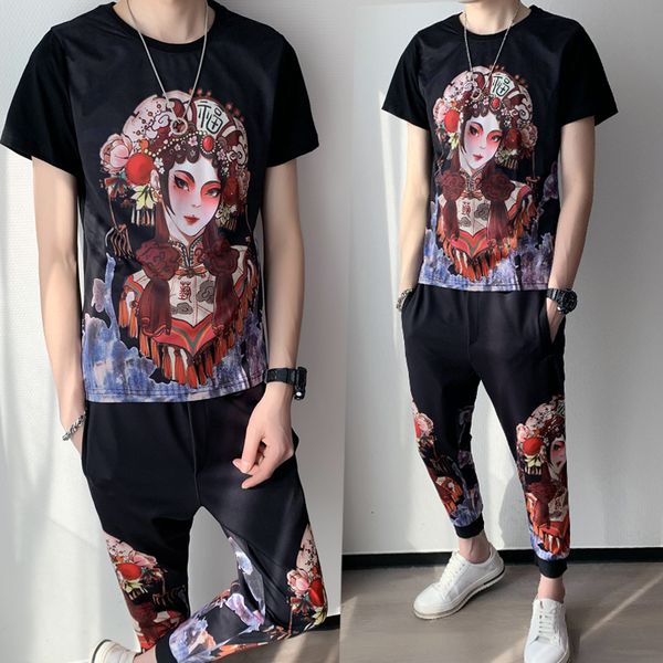 2021 summer new fashion brand round neck printing short sleeve suit slim two piece set t-shirt + pant moda tracksuit for men s874, Gray
2021 summer new fashion brand round neck printing short sleeve suit slim two piece set t-shirt + pant moda tracksuit for men s874, Gray
