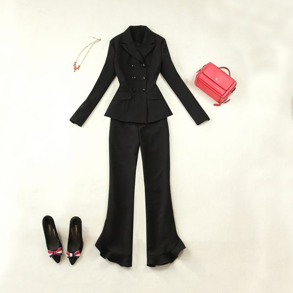 spring fashion big female size fall and winter thin black double breasted small frilly burned suit t9yj, White;black
spring fashion big female size fall and winter thin black double breasted small frilly burned suit t9yj, White;black