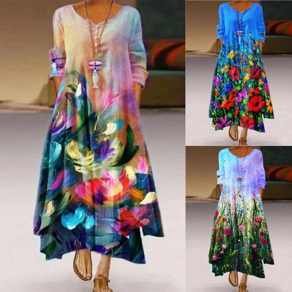 casual dresses women vintage maxi dress 2021 autumn plus size print daily long sleeve bohemian o neck vestido robe, Black;gray
casual dresses women vintage maxi dress 2021 autumn plus size print daily long sleeve bohemian o neck vestido robe, Black;gray