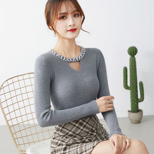 2021 fashion beaded o neck hollow out pullovers women slif fit long sleeve sweater fm54, White;black
2021 fashion beaded o neck hollow out pullovers women slif fit long sleeve sweater fm54, White;black