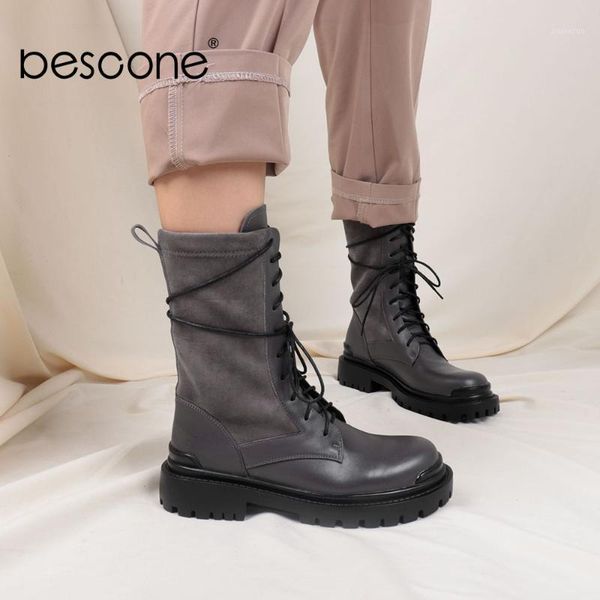 boots bescone women ankle platform genuine leather lace up flat warm plush lining shoes for lady bc7701, Black
boots bescone women ankle platform genuine leather lace up flat warm plush lining shoes for lady bc7701, Black