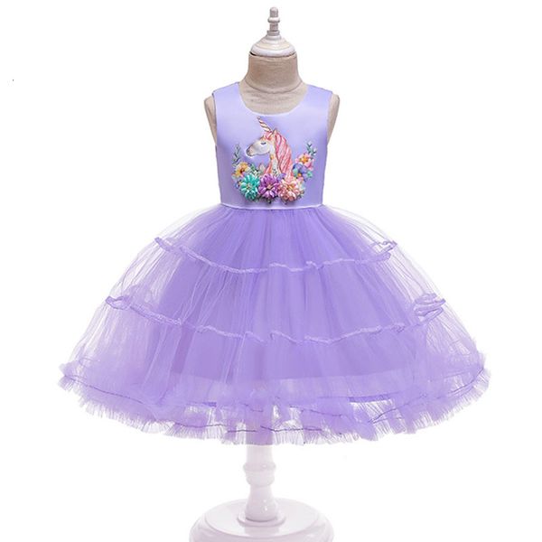 2021 new kids children girls unicorn princess party costumes performance gift j09z, Red;yellow