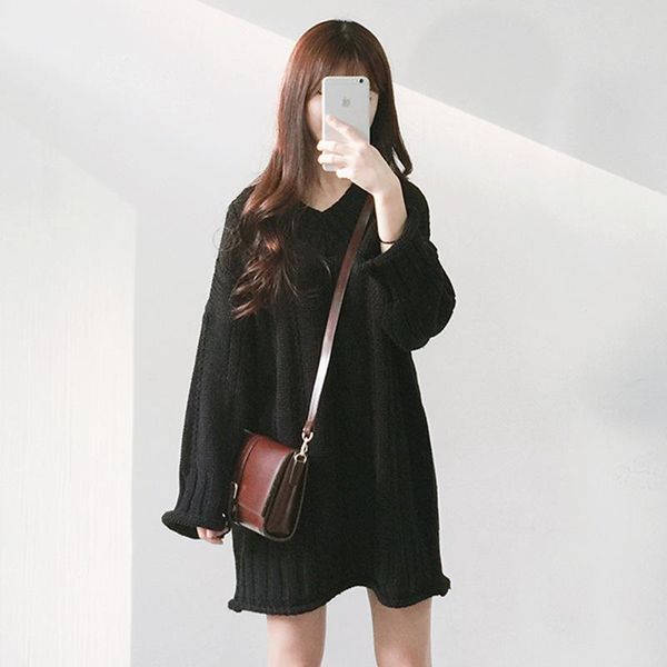 autumn and winter sweater for women's loose clothing 2021 new fashion korean student v-neck pullover medium length jacket, White;black
autumn and winter sweater for women's loose clothing 2021 new fashion korean student v-neck pullover medium length jacket, White;black