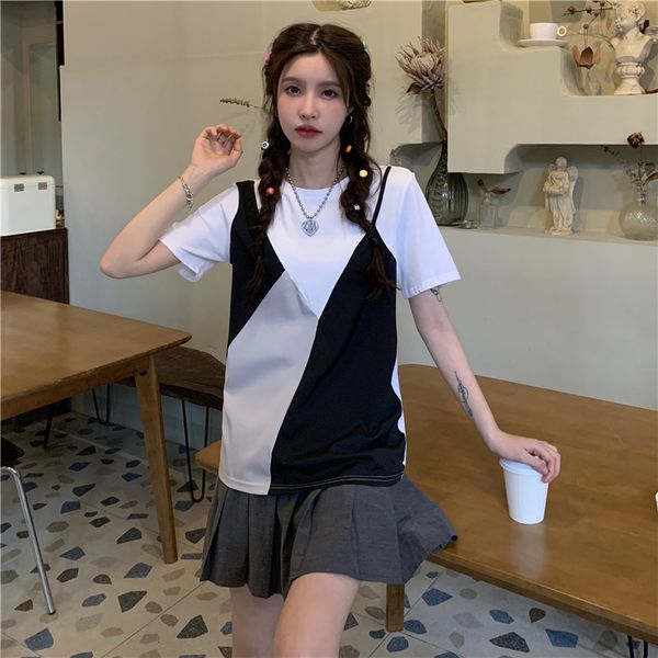 qnpqyx patchwork cotton t shirts stitching fake two-piece short-sleeved t-shirt women 2021 summer new contrast asymmetrical top, White
qnpqyx patchwork cotton t shirts stitching fake two-piece short-sleeved t-shirt women 2021 summer new contrast asymmetrical top, White