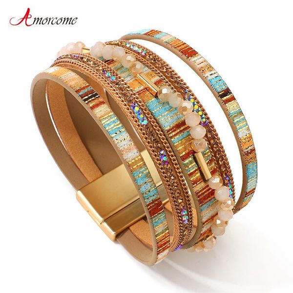 charm bracelets amorcome boho crystal beaded for women fashion multilayer colorful rhinestone leather bracelet female jewelry, Golden;silver
charm bracelets amorcome boho crystal beaded for women fashion multilayer colorful rhinestone leather bracelet female jewelry, Golden;silver