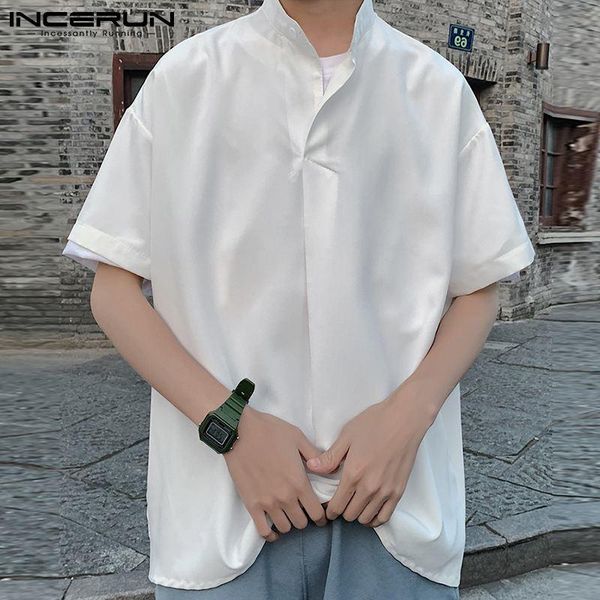 men's casual shirts summer men shirt brand 2021 solid color short sleeve camisa masculina stand collar streetwear fashion korean incer, White;black
men's casual shirts summer men shirt brand 2021 solid color short sleeve camisa masculina stand collar streetwear fashion korean incer, White;black
