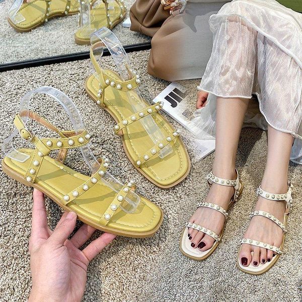 sandals 2021 fashion pearl female summer flat wild fairy style word buckle open toe roman z968, Black
sandals 2021 fashion pearl female summer flat wild fairy style word buckle open toe roman z968, Black