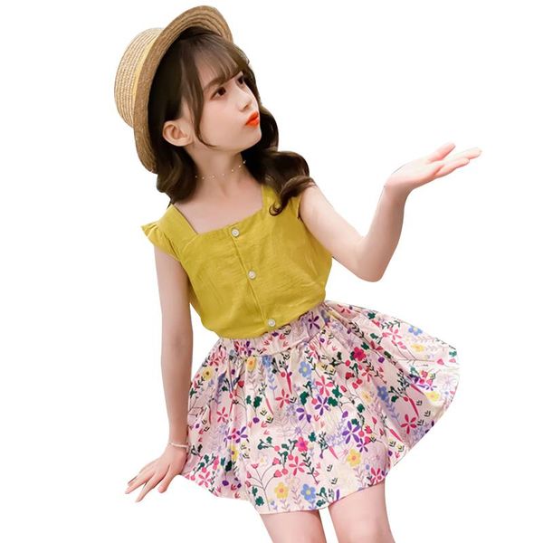 clothing sets kids girls fashion 2-piece outfit set summer sleeveless square neck floral a-line skirt for children, White
clothing sets kids girls fashion 2-piece outfit set summer sleeveless square neck floral a-line skirt for children, White