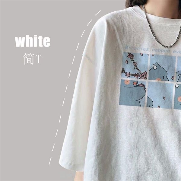 women t-shirt round collar summer cartoon 2021 new half loose sleeve print casual simple wild t-shirt 210315, White
women t-shirt round collar summer cartoon 2021 new half loose sleeve print casual simple wild t-shirt 210315, White