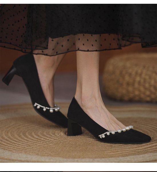 dress shoes gladiator black party women pumps elegant pearls thick high heels slip on suede lady
dress shoes gladiator black party women pumps elegant pearls thick high heels slip on suede lady