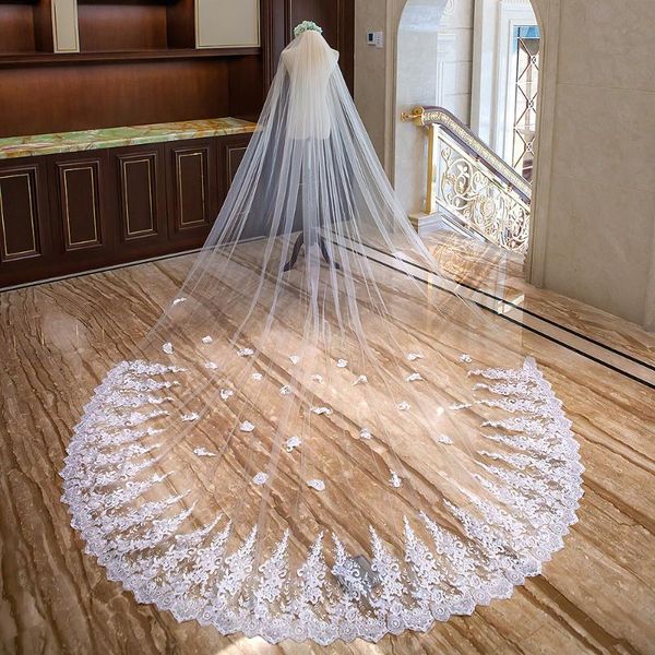 bridal veils 4 m long wedding accessories with sequin comb applique lace edge luxury chapel train white velo vail, Black
bridal veils 4 m long wedding accessories with sequin comb applique lace edge luxury chapel train white velo vail, Black