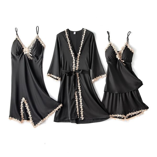 women's sleepwear v-neck spring pajamas suit women nightgown pyjamas satin loose kimono bath gown summer home clothing sets n, Black;red
women's sleepwear v-neck spring pajamas suit women nightgown pyjamas satin loose kimono bath gown summer home clothing sets n, Black;red