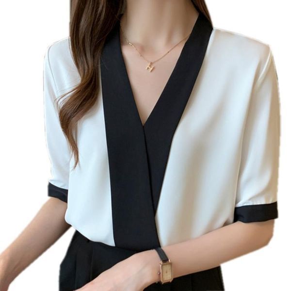 women's blouses & shirts women spring summer half-sleeve v-neck black white contrast color loose office lady elegant fashion chiffon bl
women's blouses & shirts women spring summer half-sleeve v-neck black white contrast color loose office lady elegant fashion chiffon bl