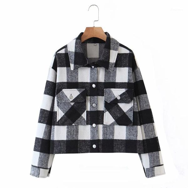 women's jackets women's nice vintage woman oversized plaid patchwork short woolen coat spring ladies loose soft female chic outwea, Black;brown
women's jackets women's nice vintage woman oversized plaid patchwork short woolen coat spring ladies loose soft female chic outwea, Black;brown