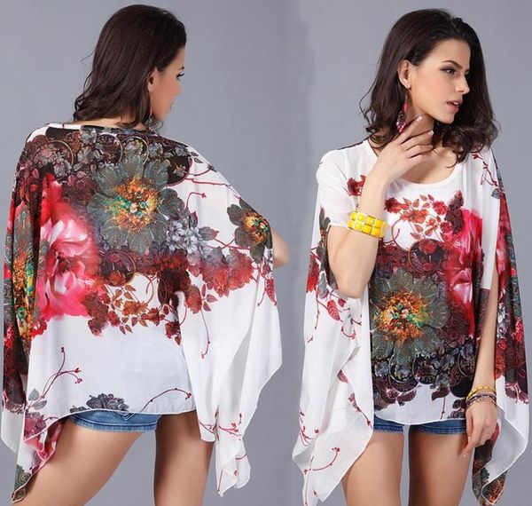 women's blouses & shirts nice fashion women blouse batwing sleeve chiffon floral print plus size loose casual clothing, White
women's blouses & shirts nice fashion women blouse batwing sleeve chiffon floral print plus size loose casual clothing, White