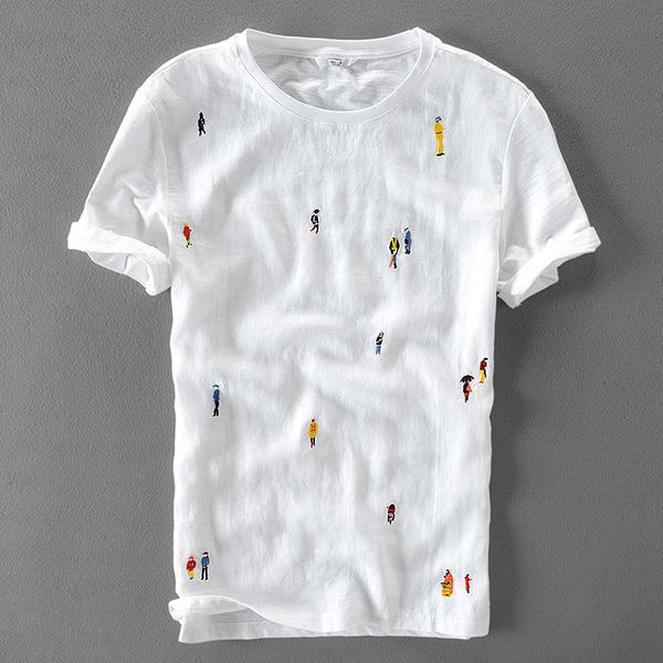 2021 new desenhos animados embroideryed linho manga curta t-shirt em torno do pescoo casuais camisa branca de t dos homens fjs3, White
2021 new desenhos animados embroideryed linho manga curta t-shirt em torno do pescoo casuais camisa branca de t dos homens fjs3, White