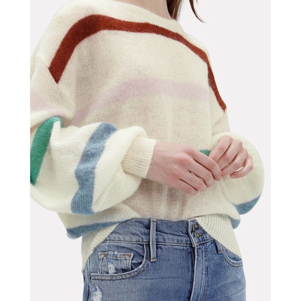 2021 macaron color early spring new mohair blend raiow striped pullover sweater 1rfl, White;black
2021 macaron color early spring new mohair blend raiow striped pullover sweater 1rfl, White;black