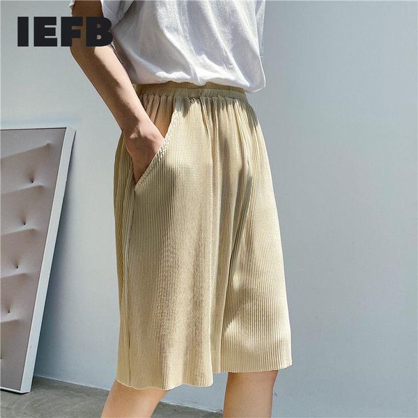 men's shorts iefb summer 2021 pleated thin for men comfortable breathable loose casual elastic waist knee length 9y7755, White;black
men's shorts iefb summer 2021 pleated thin for men comfortable breathable loose casual elastic waist knee length 9y7755, White;black