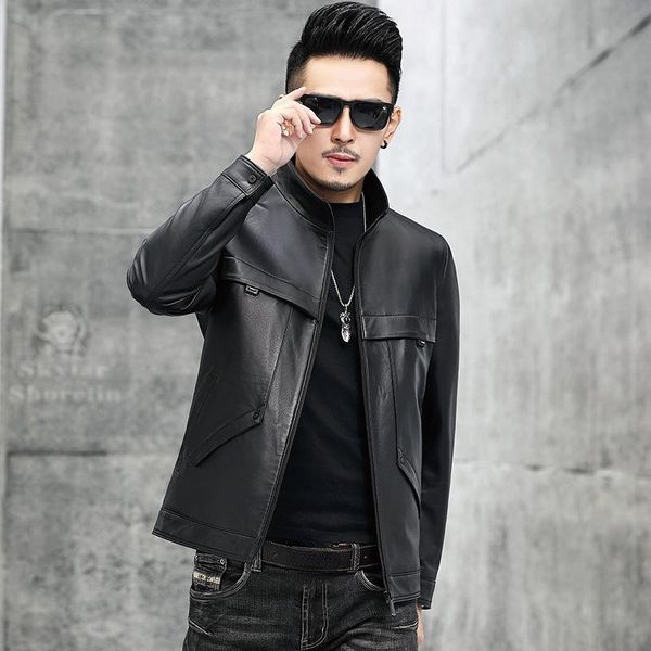 men's leather & faux 2021 high-end 100% genuine cowhide jackets autumn spring fashion motorcycle and biker men jacket casaco masculino, Black
men's leather & faux 2021 high-end 100% genuine cowhide jackets autumn spring fashion motorcycle and biker men jacket casaco masculino, Black