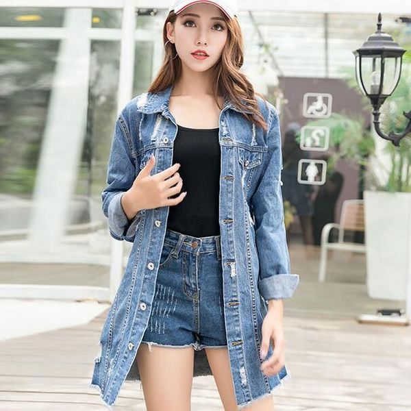 women's jackets 2021 women denim jacket flower embroidered hole single buttons long coats jean outerwear basic coat wf376, Black;brown
women's jackets 2021 women denim jacket flower embroidered hole single buttons long coats jean outerwear basic coat wf376, Black;brown