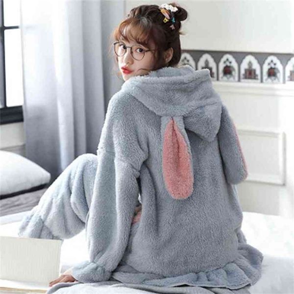 women's hooded flannel pajamas set warm princess bow sleepwear women cartoon sweet homewear long sleeve coat pant 210809, Black;red
women's hooded flannel pajamas set warm princess bow sleepwear women cartoon sweet homewear long sleeve coat pant 210809, Black;red