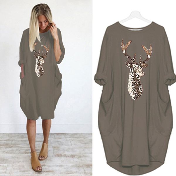 2021 new women elk print loose with pockets spring sleeve o neck t shirt casual long streetwear 1mmq, Black;gray
2021 new women elk print loose with pockets spring sleeve o neck t shirt casual long streetwear 1mmq, Black;gray