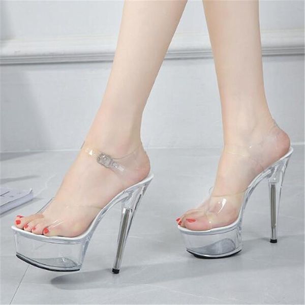 fashion 15cm thin high heels women sandals pvc buckle strap open toed waterproof platform wedding party shoes for women 2021, Black
fashion 15cm thin high heels women sandals pvc buckle strap open toed waterproof platform wedding party shoes for women 2021, Black