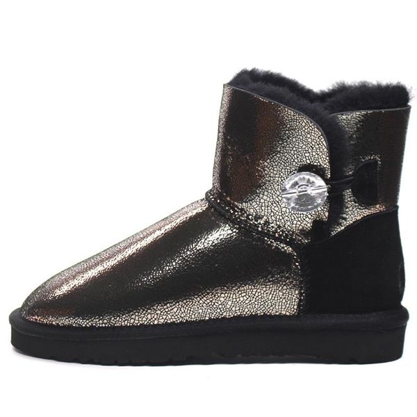 boots genuine sheepskin leather 100% wool snow for women mini button ankle winter shoes, Black
boots genuine sheepskin leather 100% wool snow for women mini button ankle winter shoes, Black
