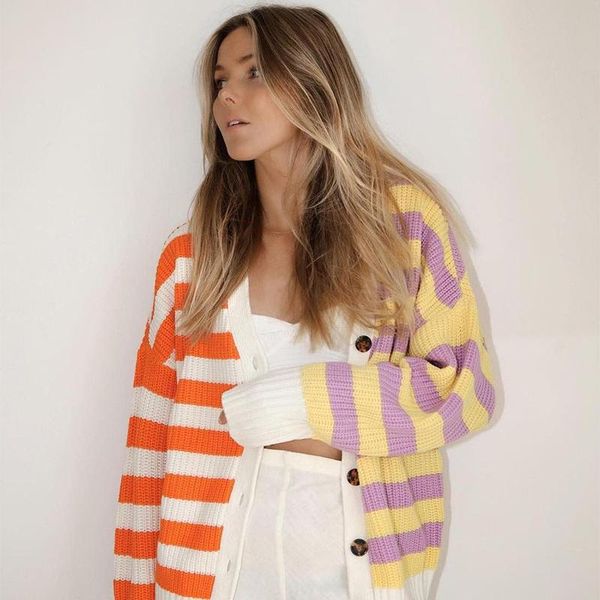 women's knits & tees glacial ce striped patchwork white black cardigans women sweater button up casual office loose orange cardigan aut
women's knits & tees glacial ce striped patchwork white black cardigans women sweater button up casual office loose orange cardigan aut