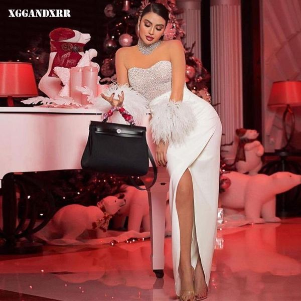 party dresses charming straight prom dress 2022 satin sequined feathers long skirt white sleeves evening plus size, White;black
party dresses charming straight prom dress 2022 satin sequined feathers long skirt white sleeves evening plus size, White;black