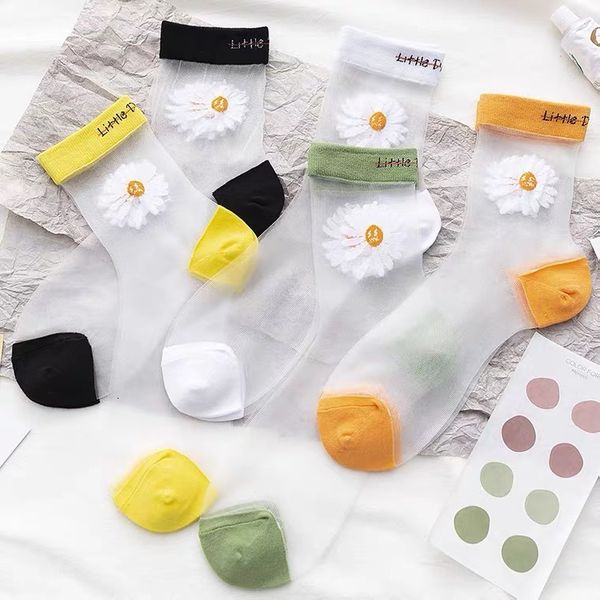 hosiery socks children's summer super thin breathable glass silk transparent middle tube woman small daisy socks, Black;white
hosiery socks children's summer super thin breathable glass silk transparent middle tube woman small daisy socks, Black;white