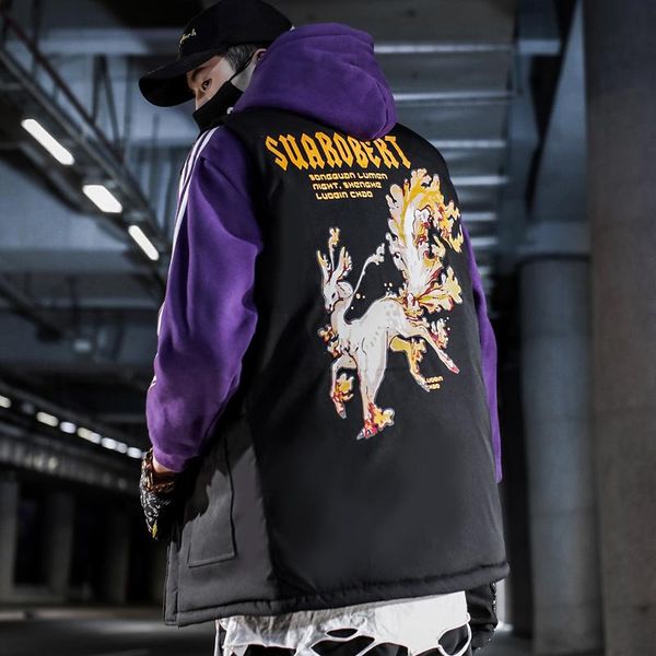 men's vests down vest jacket men autumn winter streetwear fashion hip hop casual harajuku pocket letter printed sleeveless outwear coat, Black;white
men's vests down vest jacket men autumn winter streetwear fashion hip hop casual harajuku pocket letter printed sleeveless outwear coat, Black;white