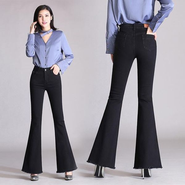 women's jeans korean fashion office lady style long flare black for women autumn winter stretch flared denim pants full length push up, Blue
women's jeans korean fashion office lady style long flare black for women autumn winter stretch flared denim pants full length push up, Blue