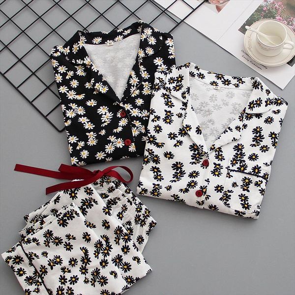 japanese style spring and womens sleepwears autumn knitted long sleeved trousers daisy pajamas suit flower home service kawaii, Black;red
japanese style spring and womens sleepwears autumn knitted long sleeved trousers daisy pajamas suit flower home service kawaii, Black;red