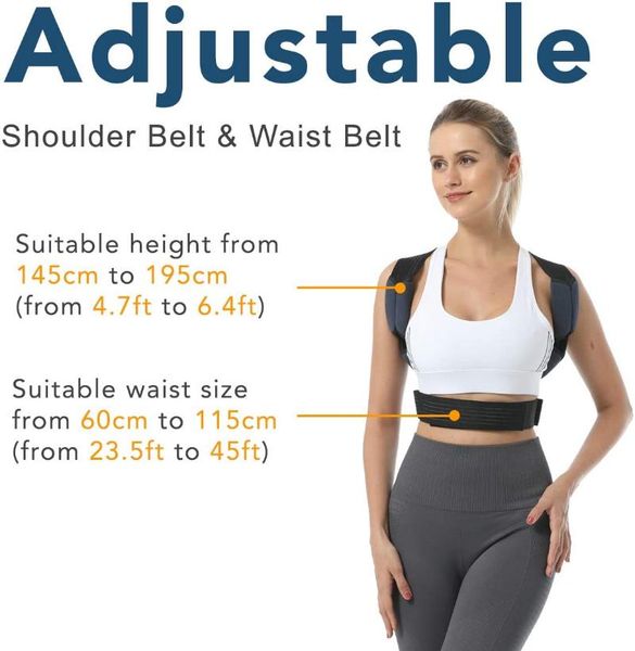 adjustable corset back posture corrector therapy shoulder lumbar brace spine support belt posture correction for men women, Black;blue
adjustable corset back posture corrector therapy shoulder lumbar brace spine support belt posture correction for men women, Black;blue
