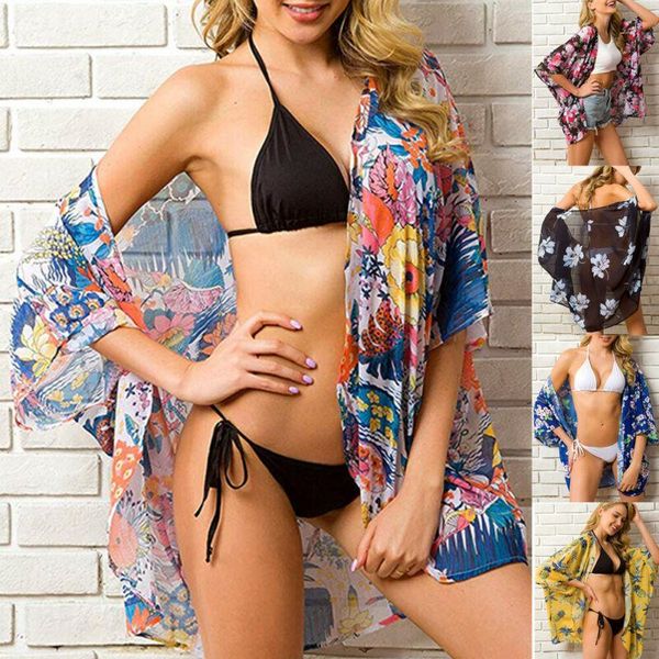 women's swimwear summer vintage kimono cardigan women long sleeve floral print chiffon loose shawl cover up blouse blusas feminina 13, White;black
women's swimwear summer vintage kimono cardigan women long sleeve floral print chiffon loose shawl cover up blouse blusas feminina 13, White;black
