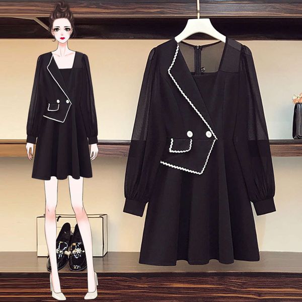 large size women's early spring 2021 new sister french dress shows thin, suitable for fat people's skirt foreign style, Black;gray
large size women's early spring 2021 new sister french dress shows thin, suitable for fat people's skirt foreign style, Black;gray