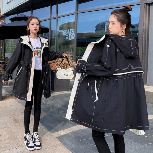 women's trench coats 2021 spring clothes loose korean version fattening medium and long size windbreaker foreign style, Tan;black
women's trench coats 2021 spring clothes loose korean version fattening medium and long size windbreaker foreign style, Tan;black