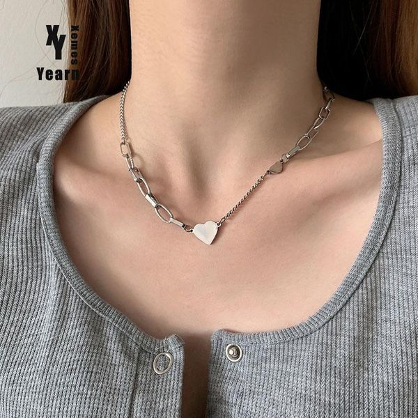 pendant necklaces 2021 simple heart-shaped stainless steel clavicle chain for woman korean fashion jewelry gothic girl's sweet neck, Silver
pendant necklaces 2021 simple heart-shaped stainless steel clavicle chain for woman korean fashion jewelry gothic girl's sweet neck, Silver