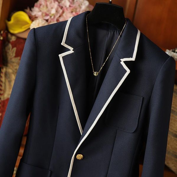women's suits & blazers fashion wool blazer contrast color dark blue 2021 all match college style long sleeve outerwear, White;black
women's suits & blazers fashion wool blazer contrast color dark blue 2021 all match college style long sleeve outerwear, White;black