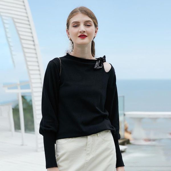women's wool warm sweater winter spring new fashion bow strapless loose hedging black knitted bottoming sweaters pull femme 2021, White;black
women's wool warm sweater winter spring new fashion bow strapless loose hedging black knitted bottoming sweaters pull femme 2021, White;black