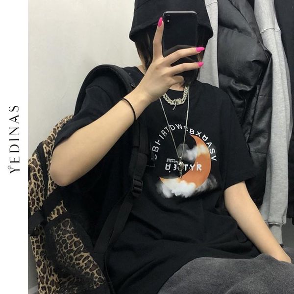 women's t-shirt yedinas plus size print t shirt women short sleeve casual loose oversized balck graphic tee female summer, White
women's t-shirt yedinas plus size print t shirt women short sleeve casual loose oversized balck graphic tee female summer, White